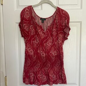 Ralph Lauren Red Blouse with Intricate Design